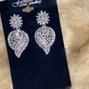 Imitation shiny silver earrings